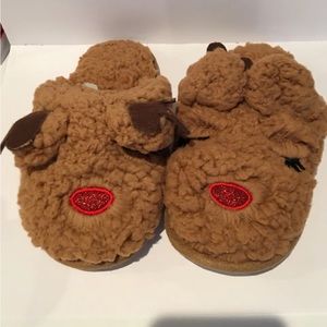 Fuzzy Winter Raindeer Slippers for Toddler Size Small 5-6